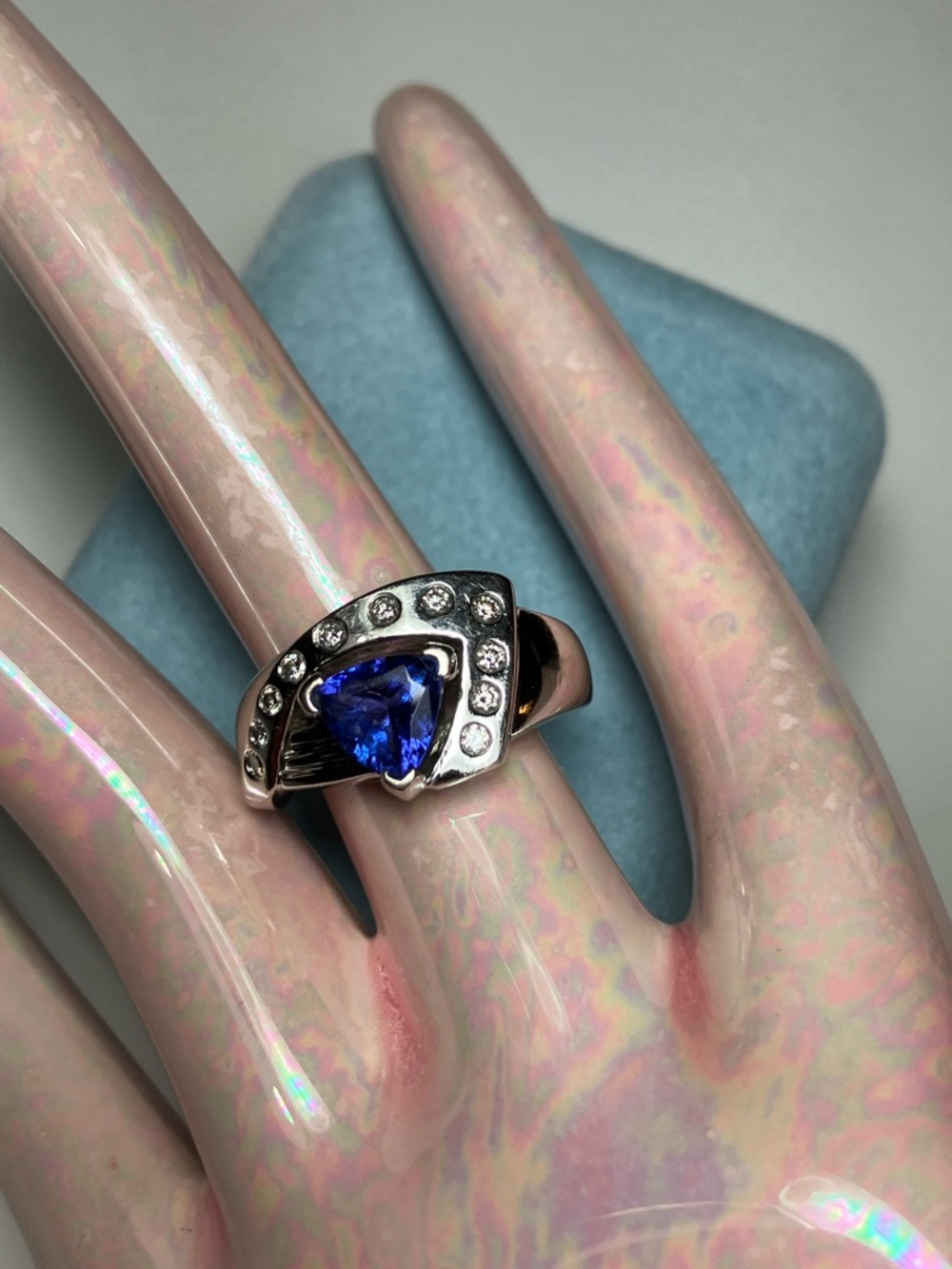Tanzanite Ring 14k White Gold with Diamonds